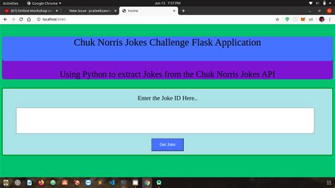 github prateeksawhneychuk norris jokes application  flask