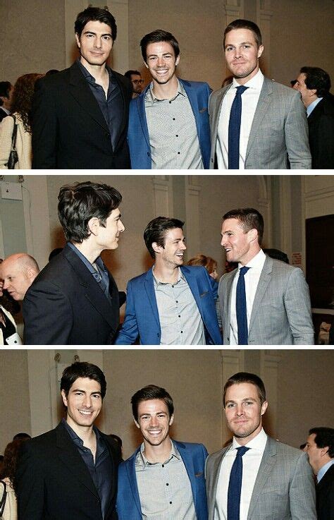 Stephen Amell Grant Gustin And Brandon Routh At Cwupfront