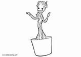 Groot Coloring Baby Pages Smiling Printable Kids sketch template