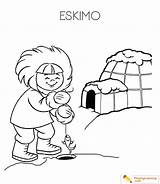 Coloring Eskimo Igloo Pages sketch template