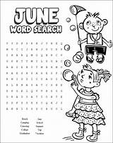 Word Search Printable June Puzzles Summer Searches Coloring Pages Print Kids Cool Words Family Fun Puzzle Activities September Fall Freekidscrafts sketch template