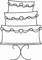 Cake Wedding Printable Clipart Clip Pages Color Outline Birthday Templates Print Cliparts Silhouette Coloring Template Gift Program Tag Digital Cakes sketch template