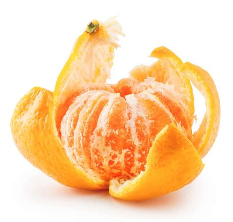 Isolated Tangerine Half Of Peeled Tangerine Or Orange Fruit With