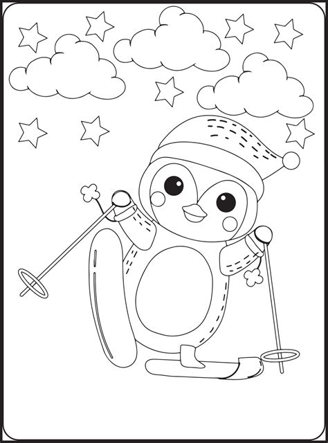 cute winter animals coloring pages  vector art  vecteezy