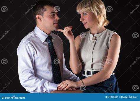 Attractive Woman Seduces A Man Stock Image Image Of Seduce Black