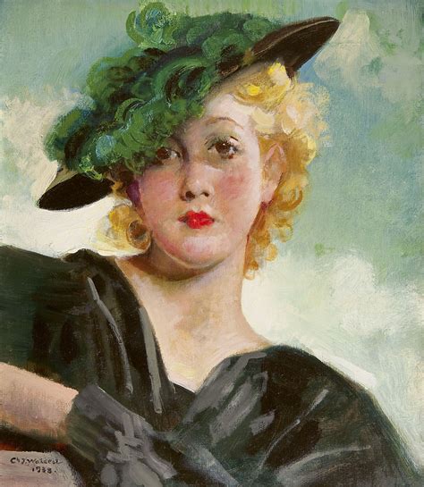 charles watelet paintings prev  sale lady  green hat