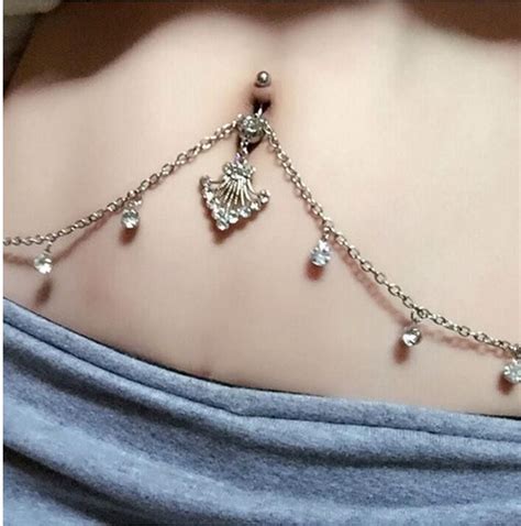 2021 Sexy Belly Button Ring With Diamond Waist Chain Belly Dance