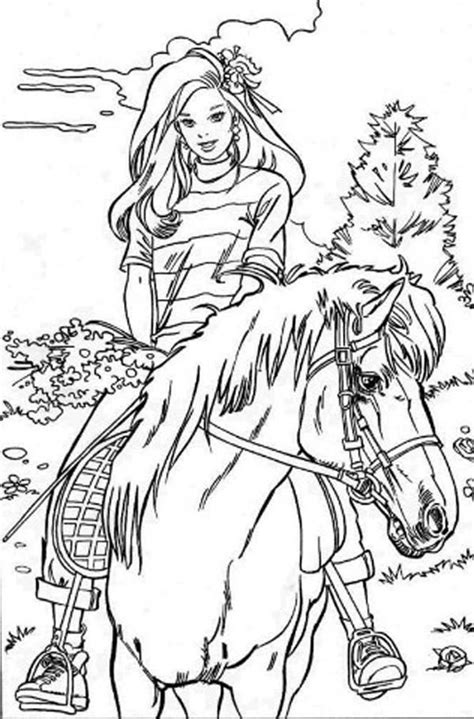 barbie doll riding horse coloring page horse coloring pages horse