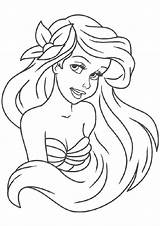 Ariel Coloring Mermaid Pages Little Princess Printable Color Gorgeous Looking Disney Print sketch template