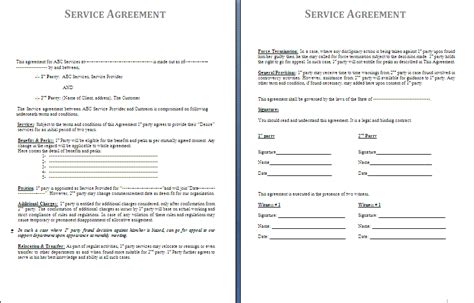 service agreement template  agreement templates
