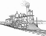 Train Steam Drawings Drawing Old Locomotive Railroad Coloring sketch template