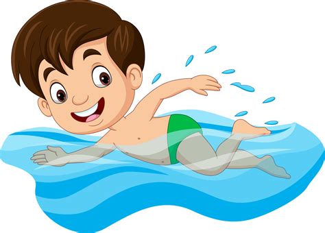 cartoon  boy swimmer   swimming pool  vector art