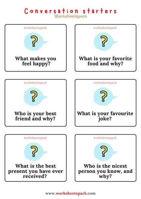 conversation starters worksheetspack