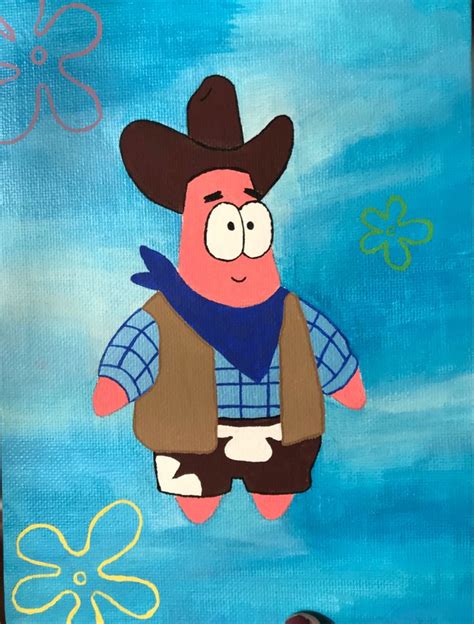 cowboy patrick spongebob painting disney canvas paintings cartoon painting