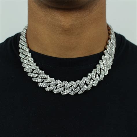 mm iced  prong chain  white gold jewlz express