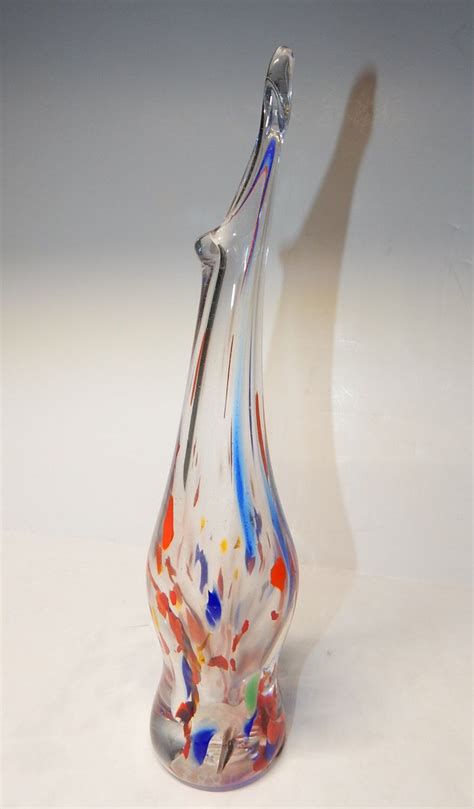 Murano Italian Hand Blown Glass Vase Red And Blue About Etsy Glass