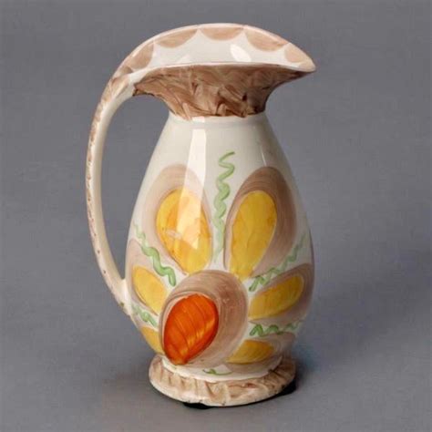 Myott Son And Co Art Deco Pottery Pitcher With Large Yellow