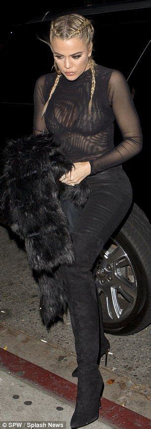 Khloe Kardashian Sheer Bodysuit Outfit