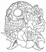 Skull Coloring Pages Roses Paint Numbers Sugar Printable Adults Templates Adult Drawing Number Rose Tattoo Skulls Color Printables Colouring Painting sketch template