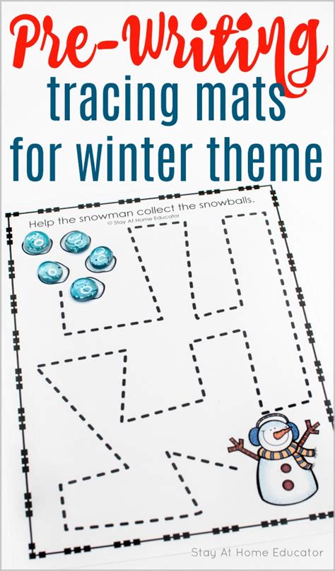 preschool winter printables  pre writing practice