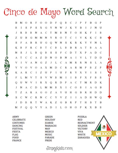 printable cinco de mayo word search puzzle  images cinco