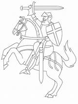 Knight Coloring Pages Knights Horse Sword Boys Printable Medieval Shield Cliparts Book Sheets Kids Simple Drawings Years Horses Color Princess sketch template