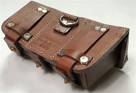 rifle  ammo pouches brown leather man
