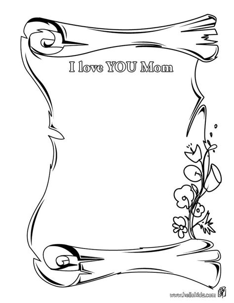 mothers day certificates coloring pages dear mom boyama sayfalari