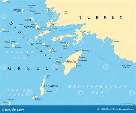rhodes political map largest   dodecanese island  greece