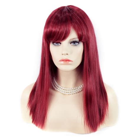 Wiwigs Sexy Heat Resistant Burgundy Mix Red Long Ladies Wigs Skin Top