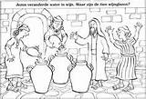 Wine Water Jesus Into Kana Cana Turns John Wedding Information Coloring sketch template