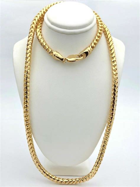 mens  yellow gold solid franco chain necklace  mm  grams ebay