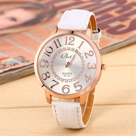 new pu leather watch women botti big golden numbers wristwatch fashion