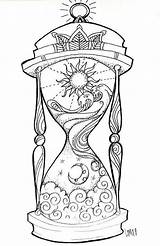 Hourglass Coloring Pages Adults Adult Cool Drawings Tattoos Colouring Mandala Tattoo Small Drawing Color Print Zandloper Designs Book Draw Night sketch template