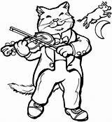 Coloring Pages Cat Printable Nursery Fiddle Drawing Rhymes Kids Hey Clipart Cats Clip Diddle Rhyme Color Violin Colouring Sheets Animal sketch template