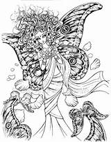 Coloring Pages Adult Mitzi Wiuff Sato Butterfly Line Drawings Aurorawings Printable Sheets Flowers Fairy Mariposas Color sketch template