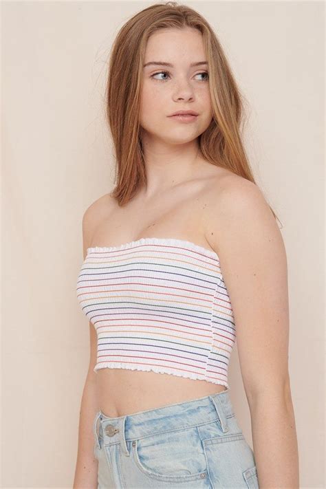 Smocked Tube Top Bright White Rainbow Garage Tube Top Outfits