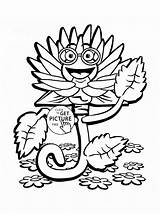 Flower Funny Coloring Pages Cartoon Colouring Wuppsy Kids Printable Flowers sketch template