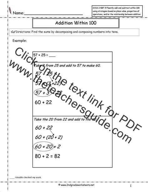 common core math worksheets addition  subtraction  grade math