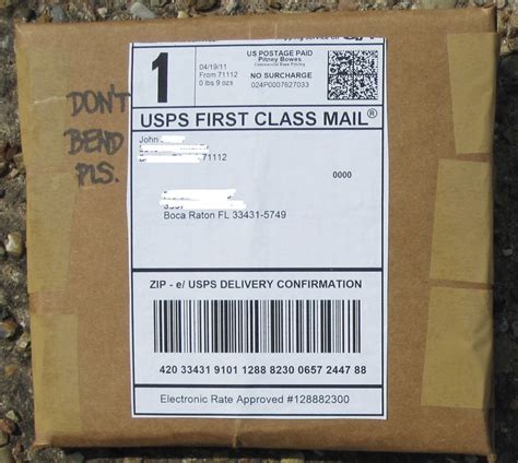1 Package Mailed Via Usps First Class Mail Sample Packa