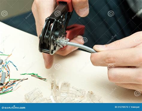 preparing  install stock image image  ethernet wire