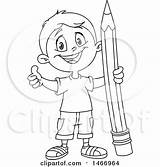 Pencil Boy Holding Coloring Clipart Royalty Yayayoyo Pages Giving Giant School Thumb Illustrations sketch template