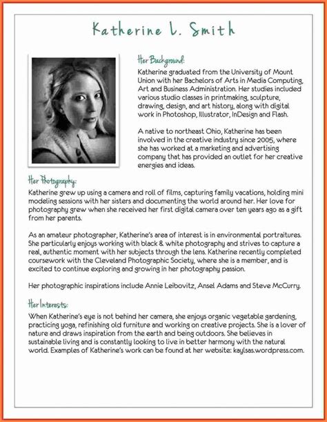professional biography template  picture jaknet