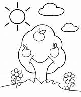 Appleseed Cartoon Kleurende Kidspressmagazine Boom Bloem Shapes sketch template