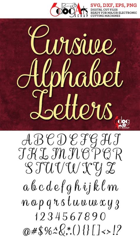 cursive alphabet letters svg dxf vector images monogram etsy
