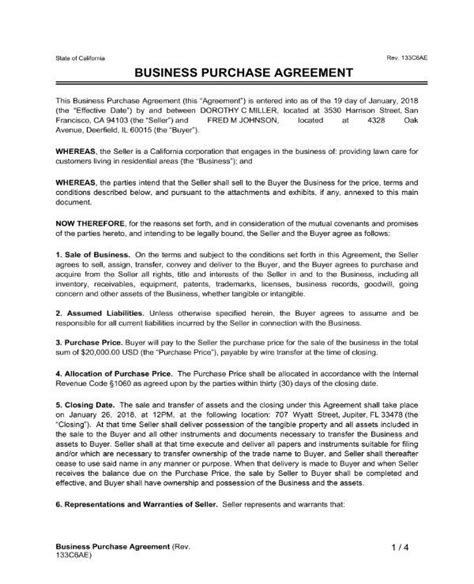 sale  business contract