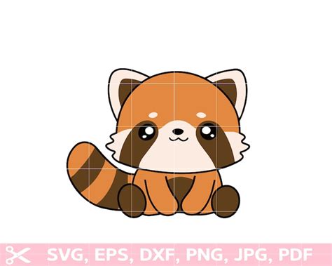 kawaii red panda svg etsy