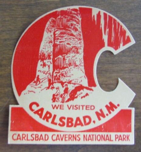 vintage original carlsbad cavers national park   paper label sticker ebay