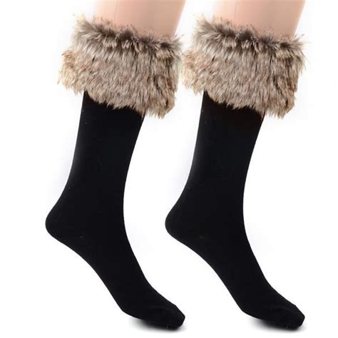 Women Ladies Boots Fleece Socks Liners Faux Fur Socks Leg Stocking Fur