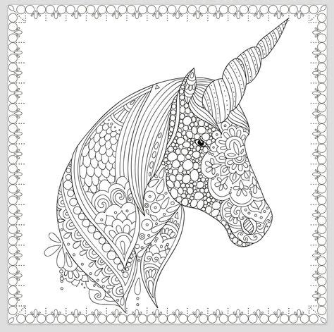 printable coloring page zentangle unicorn coloring book unicorn